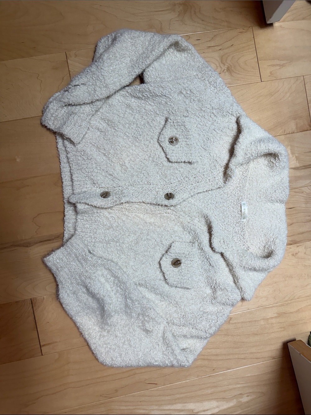 Cropped Cozy Cream Bouclé Button-Front Cardigan